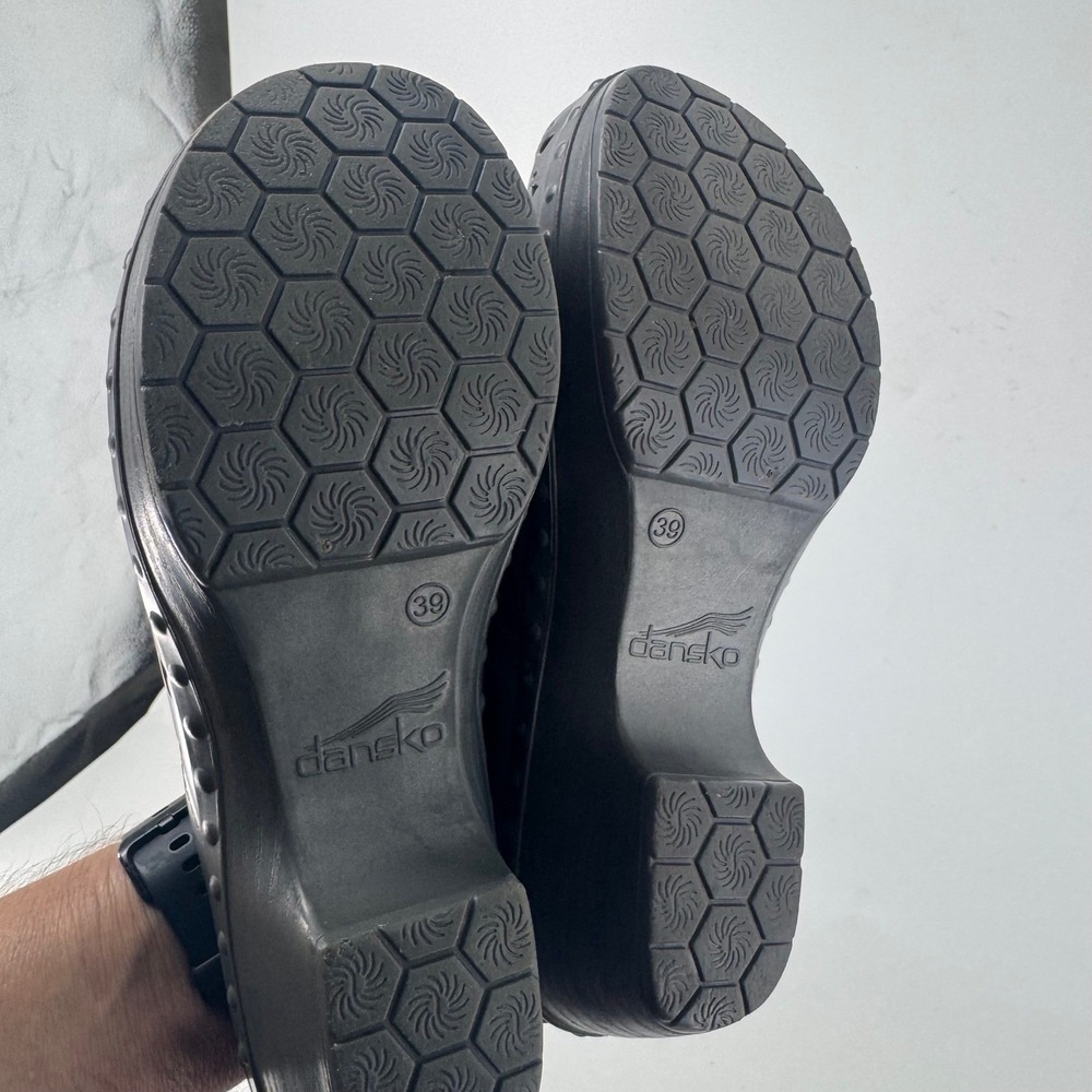 Dansko Laser Cut Clog Mules Gray Purple Floral Filigree Slip On Shoes Womens 39 - Picture 9 of 11